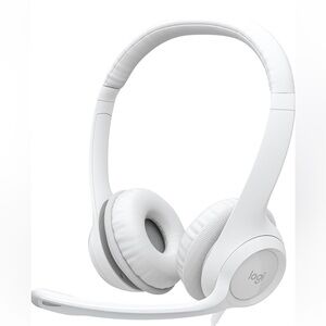 White Logitech H390 Wired Headset for PC/Laptop w/ microphone